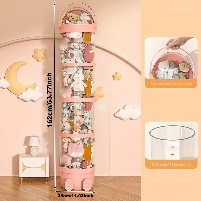 Fashion plush toy storage bucket, transparent visual pulley can be stacked, Plastic Basket