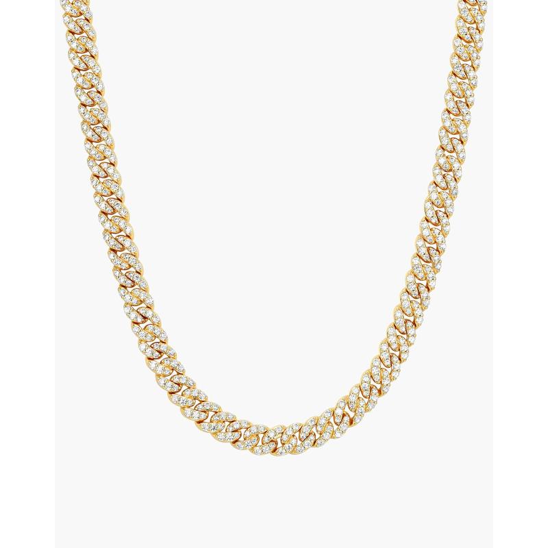 JAXXON Youth Iced Out Cuban Link Chain 5mm - Gold - Diamond Simulants - Box Clasp