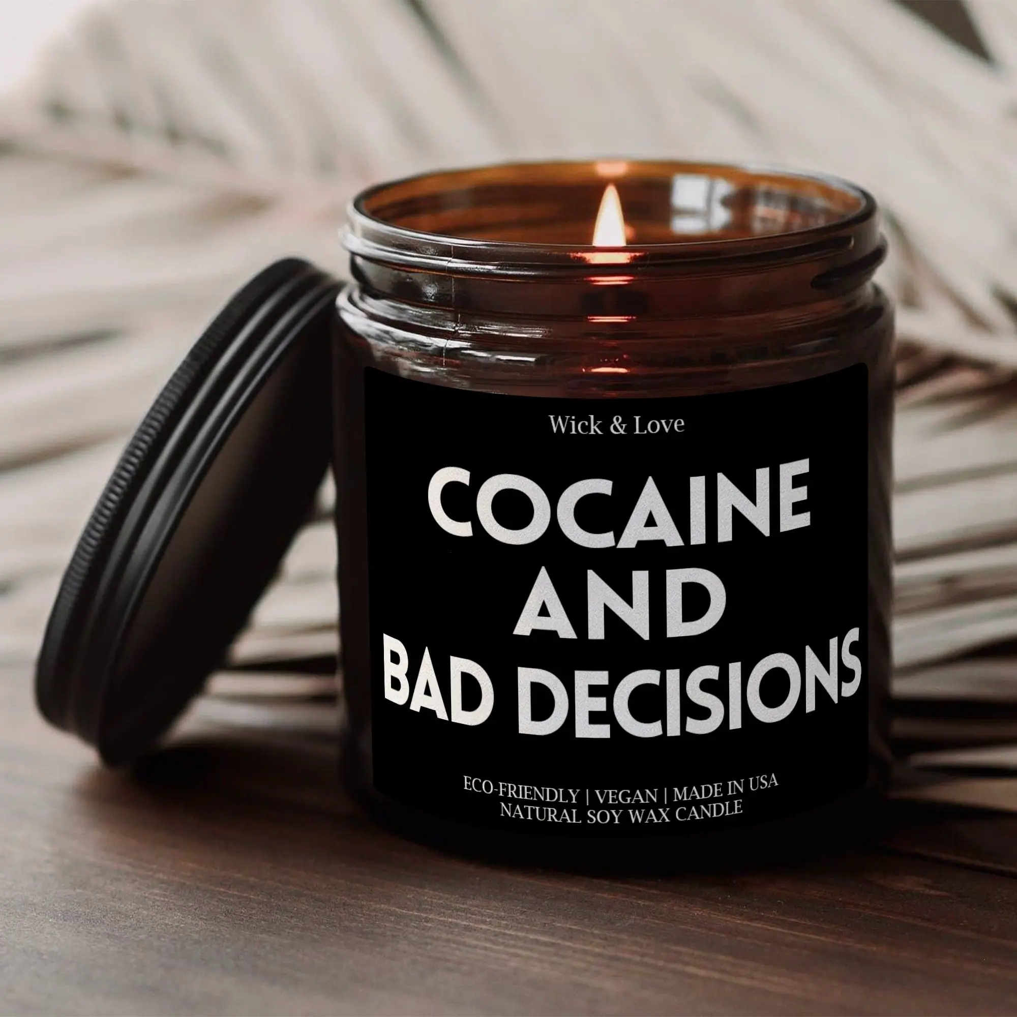 C0caine And Bad Decisions Soy Candle | Relatable After Midnight Humor Candle | Funny Scented Gift