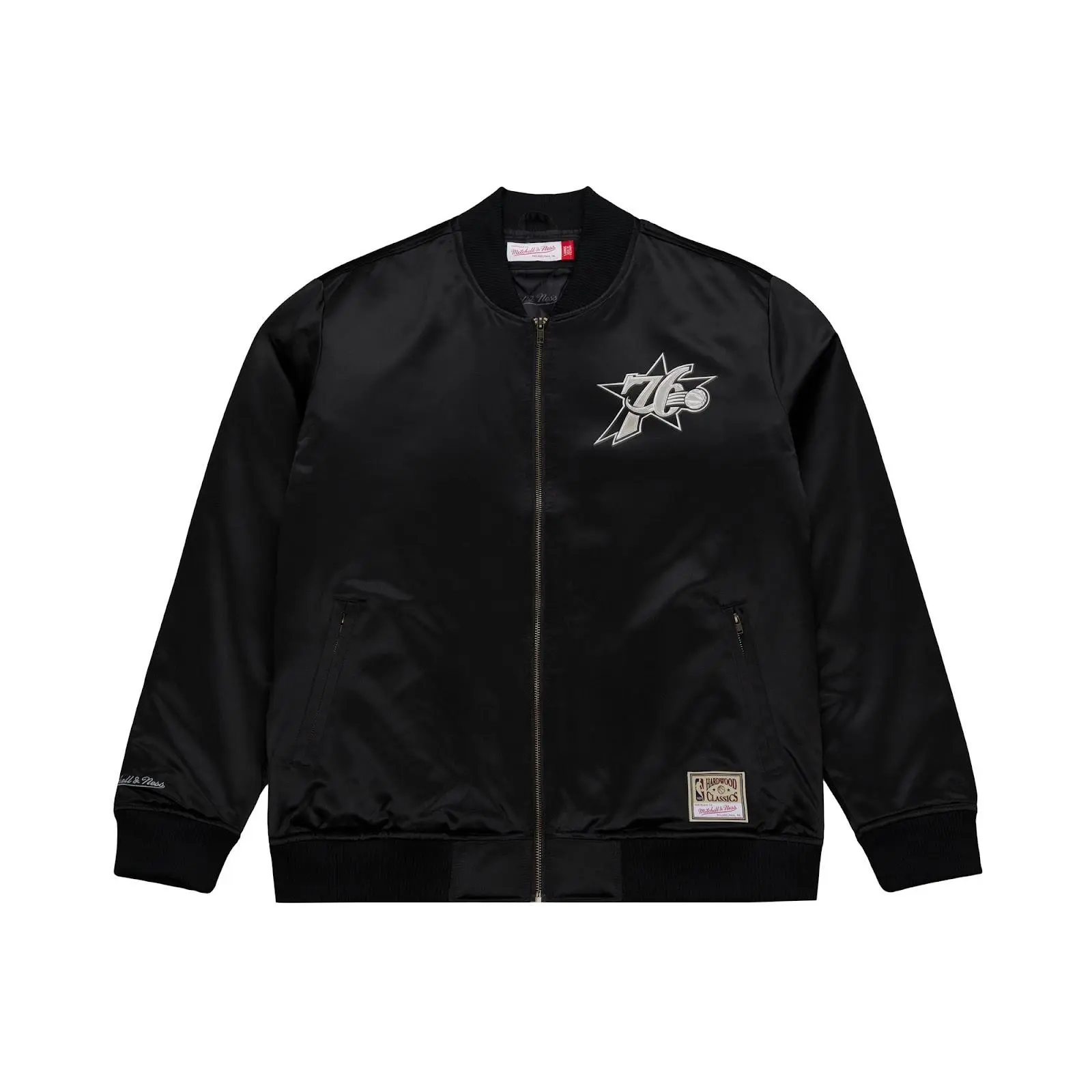Philadelphia 76ers Black Chrome Full-Zip Bomber Jacket