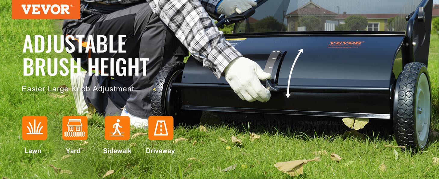 VEVOR Push Lawn Sweeper, 26 inch Leaf Grass Collector, Strong Plastic Wheels Heavy Duty Thickened Steel Durable to Use with Large Capacity 3.5 cu. ft. Mesh Collection Hopper Bag, 2 Spinning Brushes VEVOR Push Lawn Sweeper, 26 inch Leaf Grass Collector, Strong Plastic Wheels Heavy Duty Thickened Steel Durable to Use with Large Capacity 3.5 cu. ft. Mesh Collection Hopper Bag, 2 Spinning Brushes