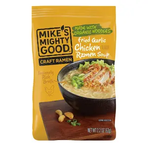 Mike’s Mighty Good Fried Garlic Chicken Soup – 7-Pack 2.2oz Each – Meat Ramen with Organic Noodles – Fried Garlic Chicken Flavor – Instant, Quick Meal – Protein Ramen – Healthy Noodle Pack with Rich Broth