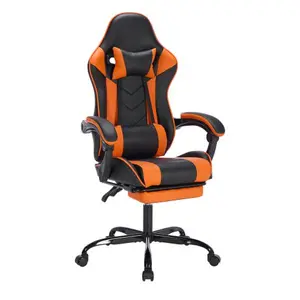 Gaming Chair with Footrest, Ergonomic Computer Chair with Headrest and Lumbar Support, Breathable Material Height Adjustable Video Game Chairs for Adults