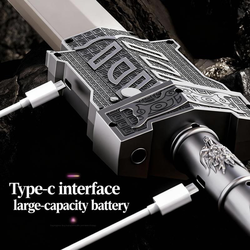 Cyberpunk SparkBlade Lightsaber Toy 34" with Sound & Fog Seven-Color Streaming Lights Type-C Rechargeable for Rave Cosplay Display Immersive Neon Design