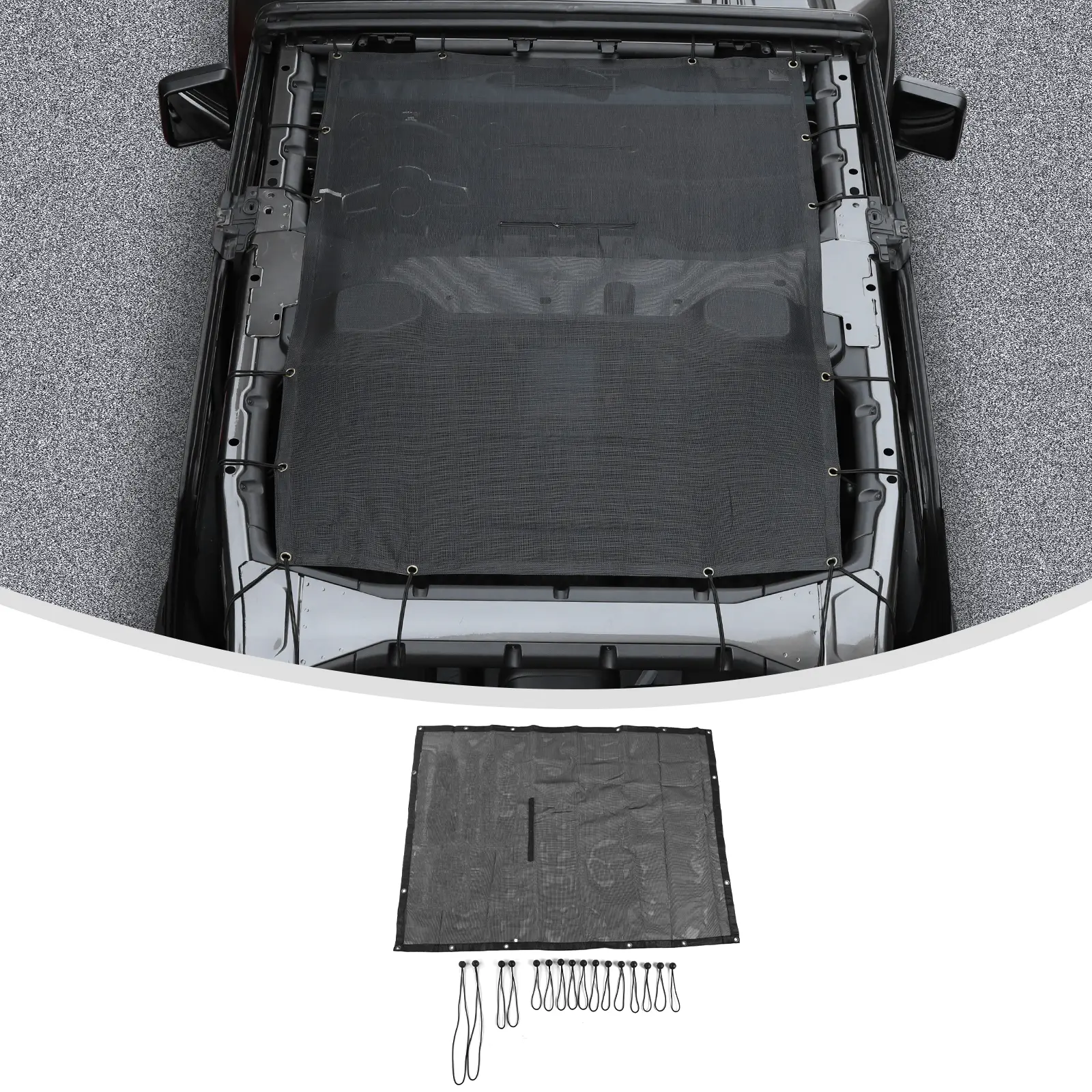 Car Top Mesh Soft Full Sunshade - UV Protective, DIY Easy-Fit Cover for Jeep Wrangler JL/JT Gladiator 2018+ Cool Car Exterior Accessories, Cool Car Accessories