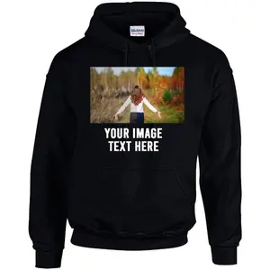 Men's personalized apparel with custom photo and text Graphic Hoodie - Long Sleeve Pullover Regular Fit | Soft & Breathable Fabric, Durable Print, Everyday Comfort, Machine Washable, casual, personalized, custom design outdoor autumn setting with a person