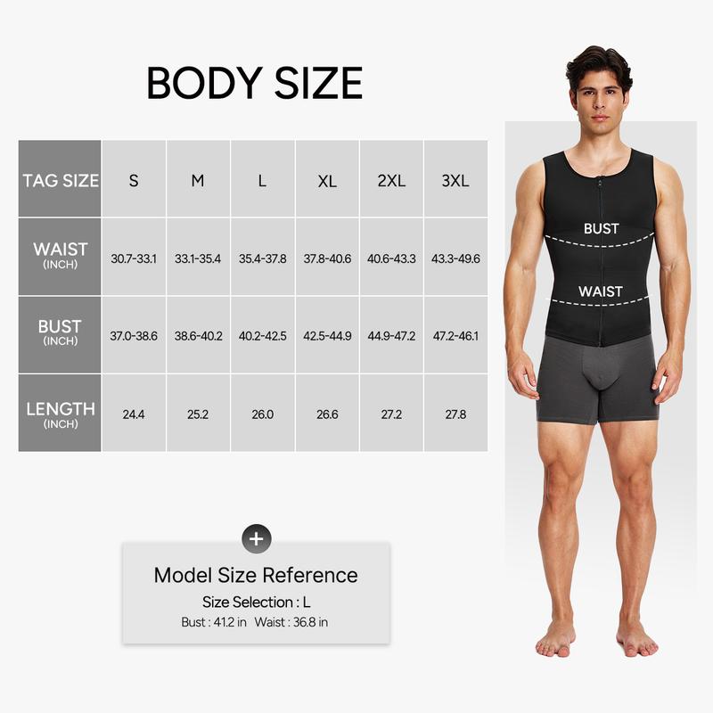 Nebility Men’s Compression Tank Top with Zipper – Strong Chest & Back Support, Smooths Chest and Belly, X-Shape Back Design for Better Posture, Breathable Stretch Fabric for Daily Wear, Workouts and Formal Outfits Shapewear