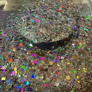Reese & Riley Co. Smoke Show Premium Grey Holographic Glitter - High-Shine Chunky Mix for Resin Art & DIY Crafts