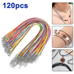 120Pcs Leather Necklace Cord with Lobster Clasps - Colorful Rope Necklace String for DIY Jewelry Necklace Bracelets Making,24"Necklace Chains,Gift