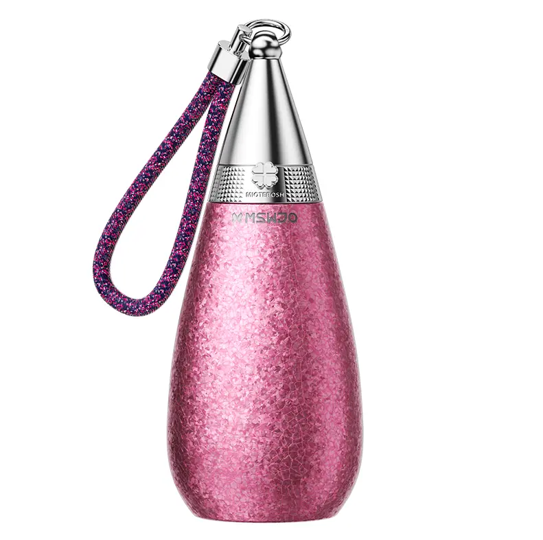 MSWJO 450ml (15oz) Stylish Sparkle Water Drop Titanium Mug - Double-Wall Insulated Stainless Steel Vacuum Flask, Lightweight Casual Adults' Portable Cup, Outdoor Use, Ideal Gift