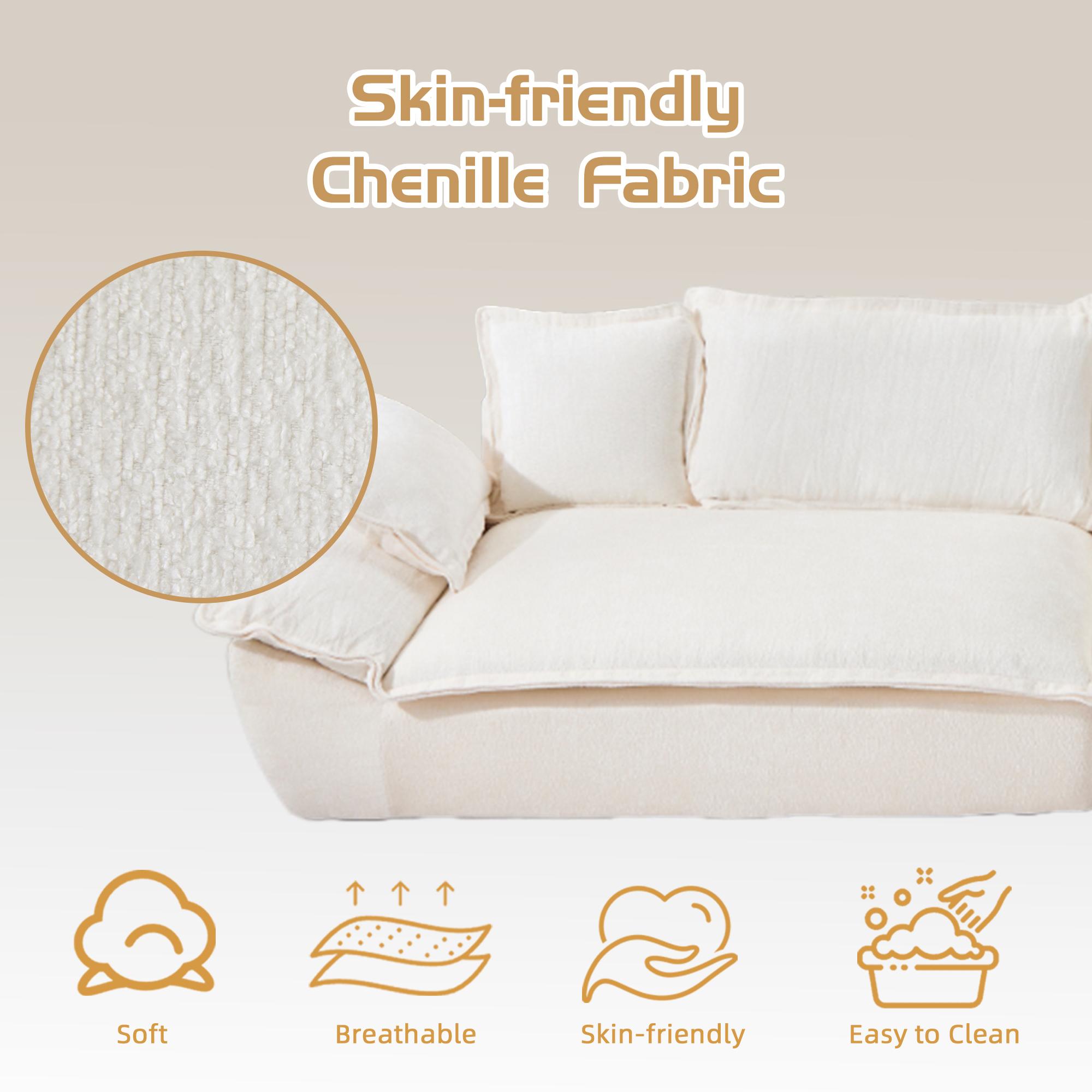 QAK 138" Oversized Modular Cloud Giant Sofa Sectional Couch with Deep Seats Wide Armrests Multiple Pillows Boneless Couches Sofas Loveseat for Living Room Bedroom Apartment Soft Plush