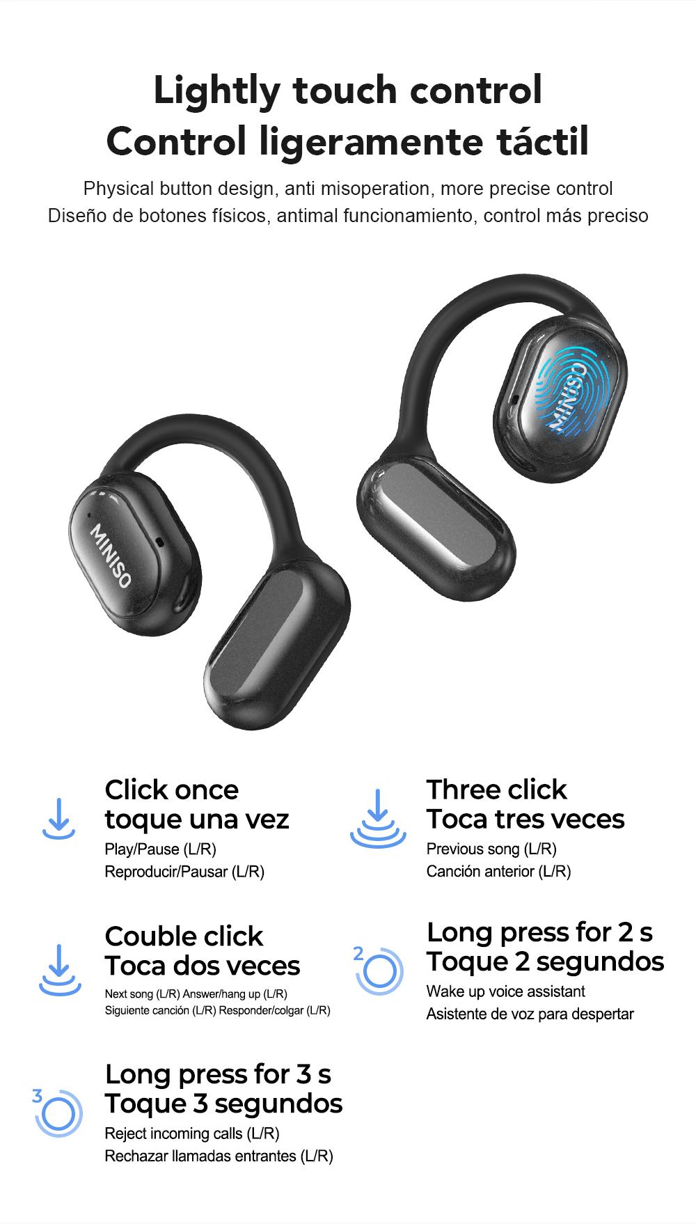 MINISO X30 OWS Translation Wireless Bluetooth Earphones Support 135 Languages Real Time Bluetooth Translation,35Hours Play time,OWS Headphones Long Distance Connection Headset with Charging Case,Light-Weight Headphones Built-in Microphone