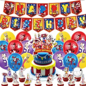 Digital Circus Children’s Birthday Party Decoration Set – Flag Balloons, Cake Topper, and Party Supplies; Party Supplies, Birthday Supplies, Birthday Gifts