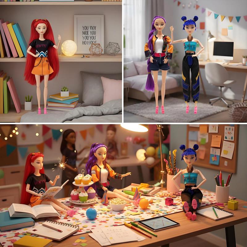 【New Year Gift】Kpop Dolls 11.5 Inch 12 Joints Movable Anime Action Figures | Rumi/Mira/Zoey Collectibles | Desk Display Playable Dolls for Fans & Kids