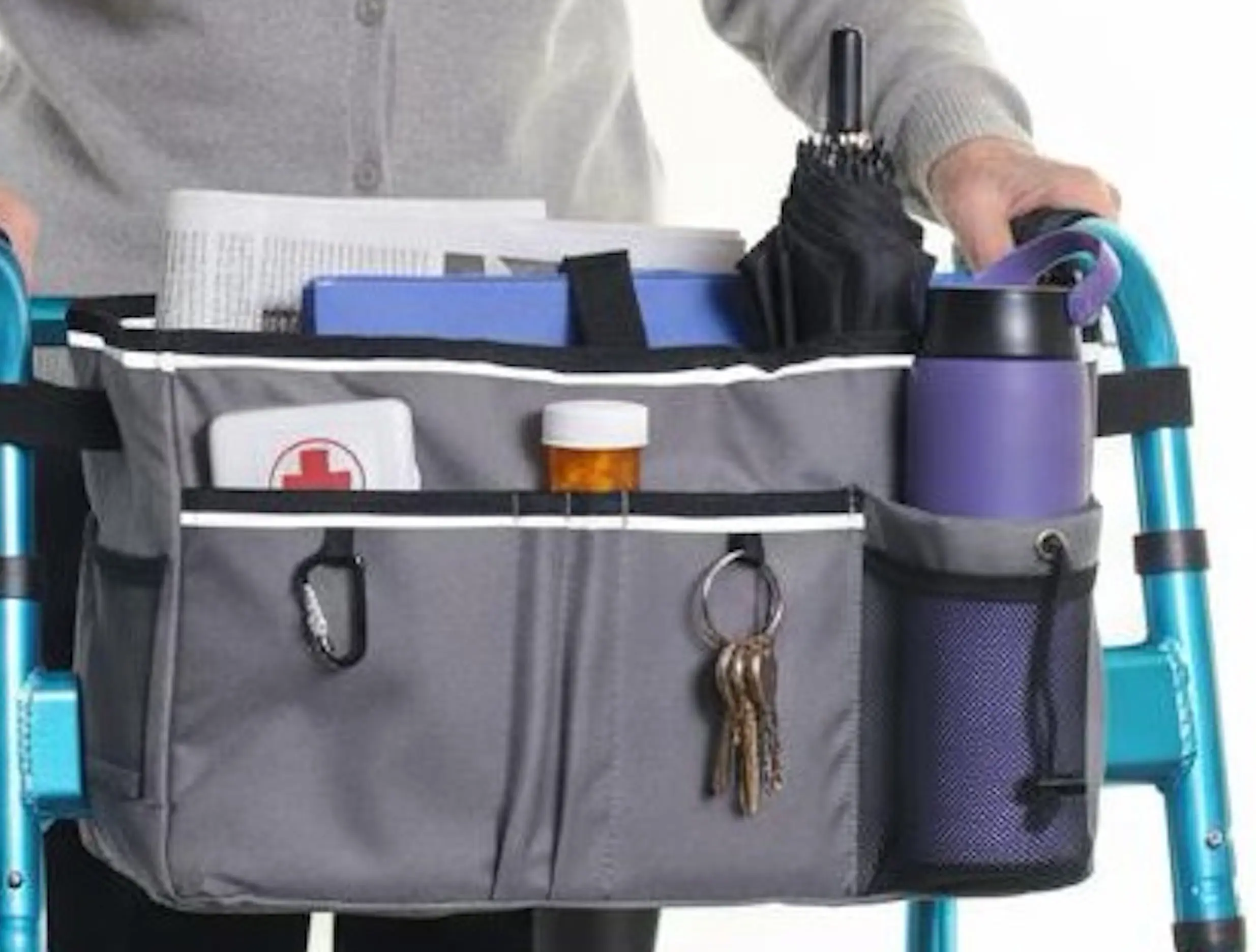 HOMARBOR Multipurpose Walker Bag With Cup Holder. Adjustable and Easy to Install. Spacious and Waterproof. Front Packets