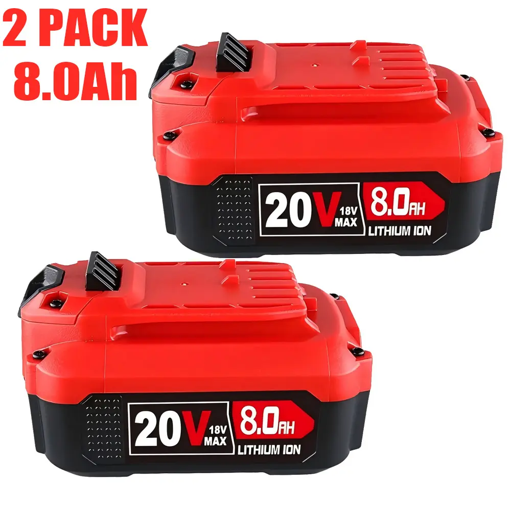Cordless Tool Batteries - 2-Pack 20V 8000mAh Li-Ion Replacement with LED Display & Triple Protection, Compatible with Craftsman V20 Power Tools (CMCB205, CMCB202, CMCB204, CMCB206, CMCB201, CMCB100, CMCB124) - Batteries Only