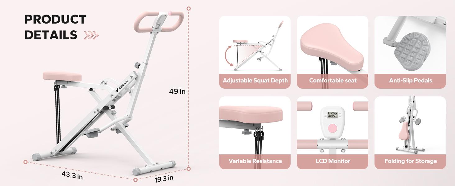 MERACH Squat Machine Glutes Workout Adjustable Resistance Foldable Exercise Equipment Leg Exercise Machine Rowing Machine Home Gym TikTokShopBlackFriday SpringStatements