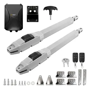 Dual-Arm Swing Gate Opener Kit, 400lbs Max Capacity, 40W DC Motors for Single/Dual Gates, Auto Close with Obstacle Detection, Remote Control Swing Gate Opener for Farm, Pasture, Courtyard (110V)