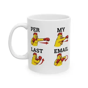 Per My Last Email Funny Office Mug, Boxing Chicken Meme Coffee Cup, Coworker Gift, Boss Staff Appreciation, WFH Work Humor