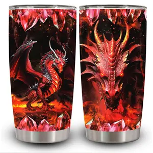 1pc 20oz Fantasy Dragon Tumbler with Lid, Insulated Travel Mug, Gift for Women Men, Ideal for Halloween, Independence Day, Memorial Birthday Gift, Coffee Cup, weird stuff
