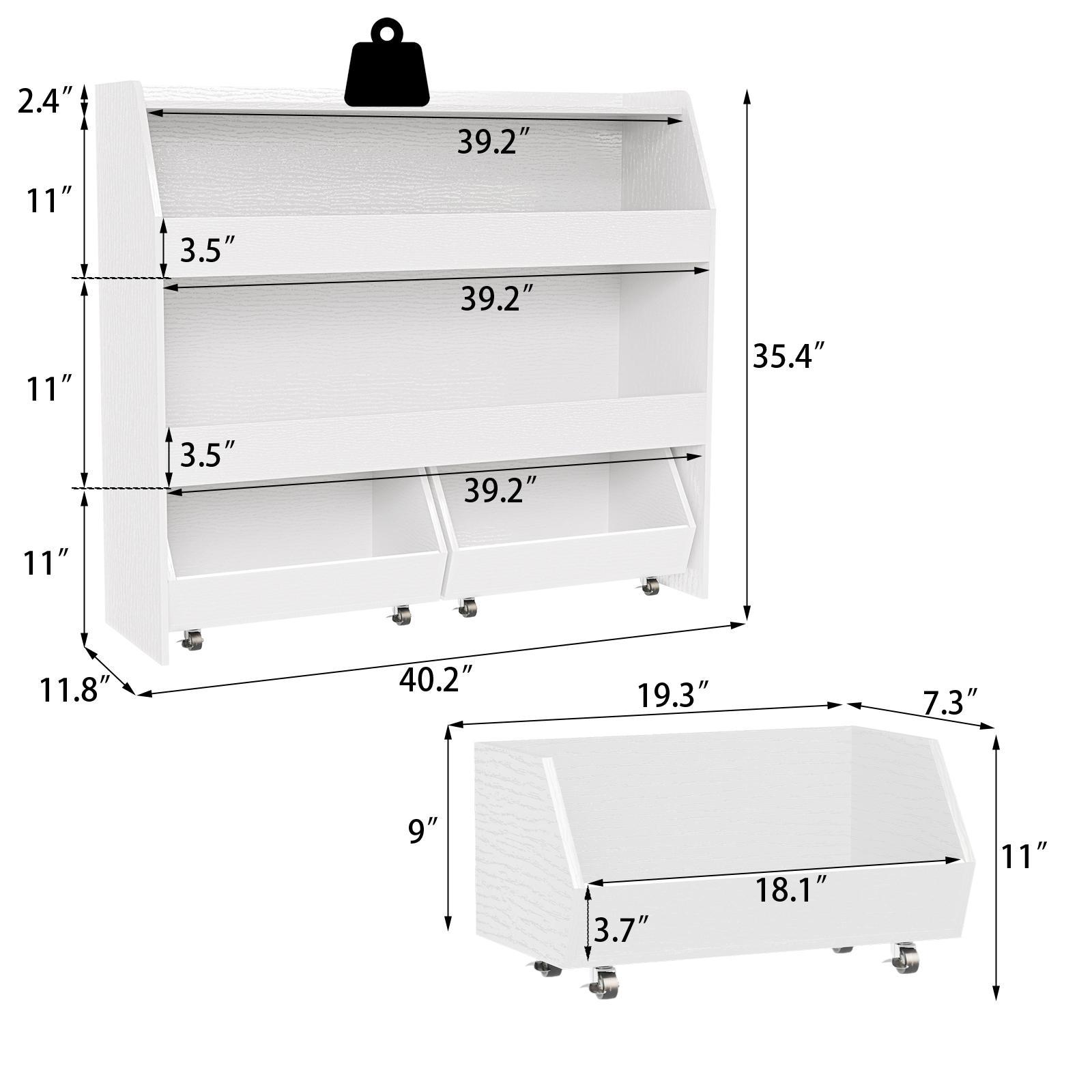 COZPAW Toy Storage Organizer, 2/3 Tier Montessori Shelf with Movable Bins, Toy Organizers Book Shelf for Kids Room, Playroom, Nursery