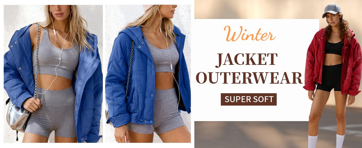 Hooded Puffer Jacket Quilted Coat for Women Long Sleeve 2025 TikTokShopHolidayHaul Christmas Casual Padded Coat Zip Up Splice Shacket with Hood Fall Winter Poncho Outerwear Tops