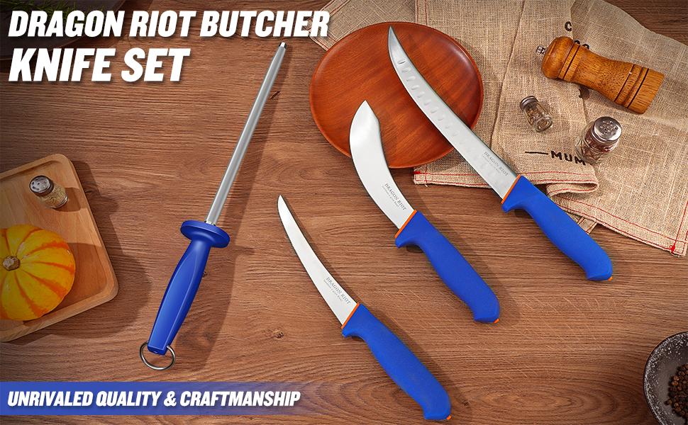 DRAGON RIOT Butcher Knife Set Trimming Set Kitchen Knife for Meat Great Christmas Gift