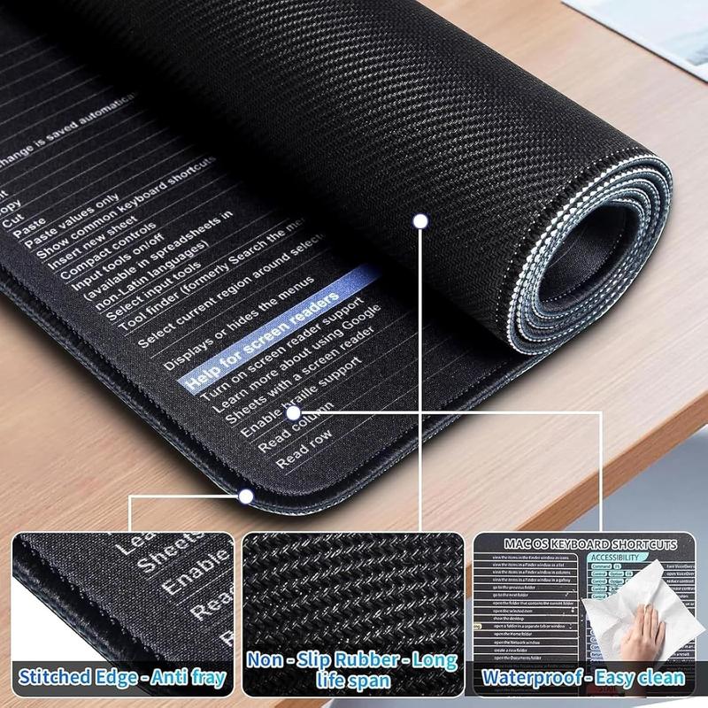 Extra Large 31.5x11.8x0.12 InchShortcut Key Mouse Pad | Non-SlipRubber Base Stitched Edges GamingDesk Mat I Office Study Essentialldeal Employee Gift