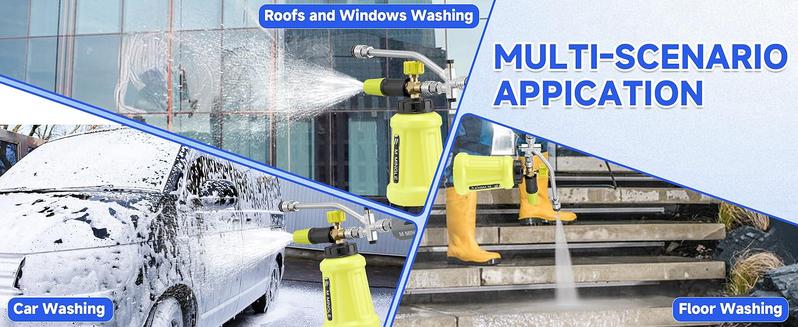 M MINGLE Foam Cannon Kit for High Pressure Washer with Dual Connector Accessory, 1 Liter Large Capacity Thick Foam Car Wash Blaster 5 Nozzle Tips 1/4 Quick Connect for Efficient Cleaning, ChristmasGift