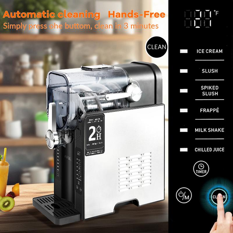 Slushie Machine 54oz Capacity With 6 Preset Settings: ICE CREAM, SLUSH, SPIKED SLUSH, Frappe, MILKSHAKE, AND CHILLED JUICE. Auto-Clean, Intelligent Interface With Digital Display And Stainless Steel