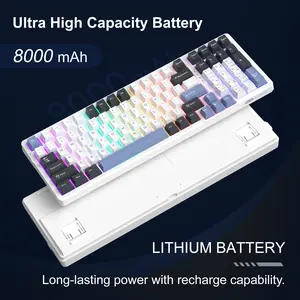 LIGHT100 Wireless Creamy Keyboard, Gasket Structure Hot Swappable, Tri-Mode 2.4G/USB-C/BT5.0 RGB Backlit Mechanical Gaming Keyboard for Win/Mac/PC, PBT Keycap, 8000mAh Battery,