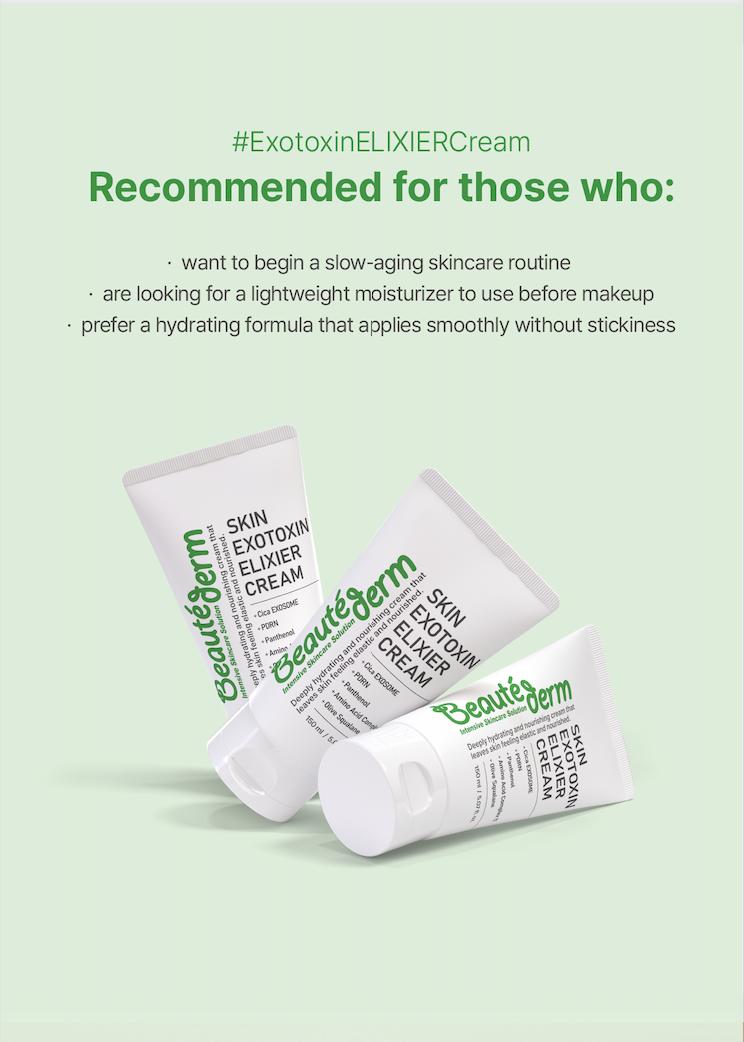 [Beauté Derm]Skin Exotoxin Elixier Cream & Skin Protection Elixer Essence Rich in Panthenol Moisturizing Complexes Ceramides & Amino Acid Complexes for Deep Hydration and Skin Barrier Protection Firm & Lift Serum