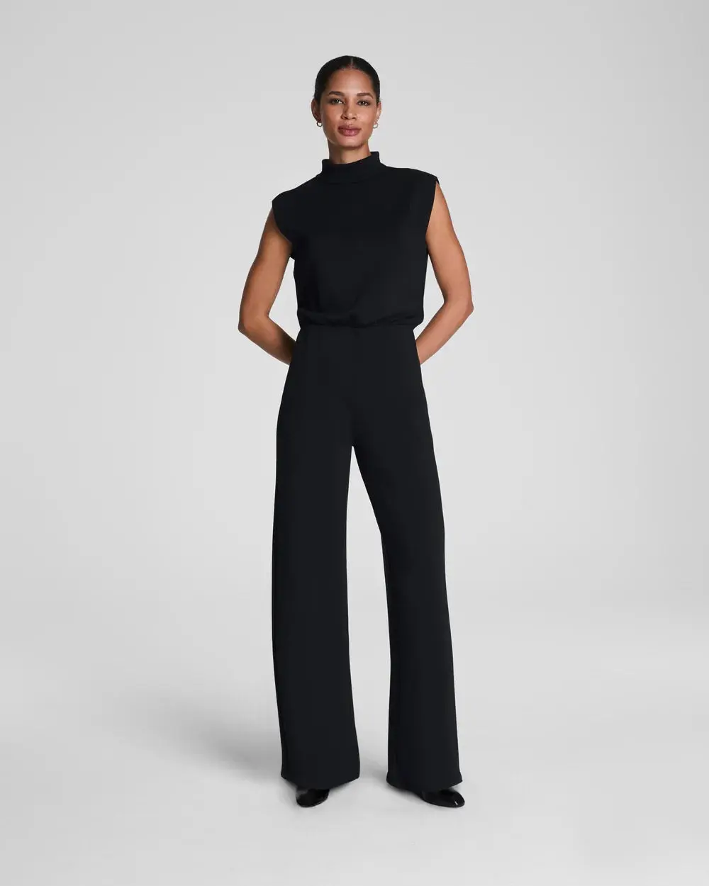 Women's Mock Neck Wide Leg Jumpsuit in Soft Lightweight Tencel, 4-Way Stretch Fabric with UPF 50+ Sun Protection for Outdoor Wear, Overalls, Elastic, Everyday