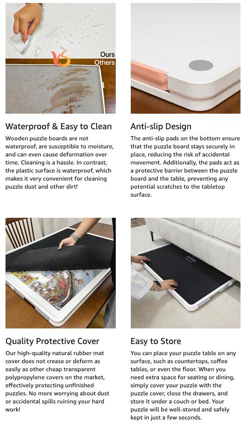 Playboda 1000-1500 Pieces Rotating Plastic Puzzle Board with Drawers and Cover, Portable Jigsaw Puzzle Table for Adults, Lazy Susan Spinning Puzzle Boards (Patent Design) puzzle board Durable