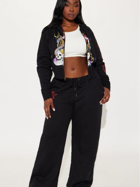 Ed Hardy NYC Zip Front Hoodie - Black