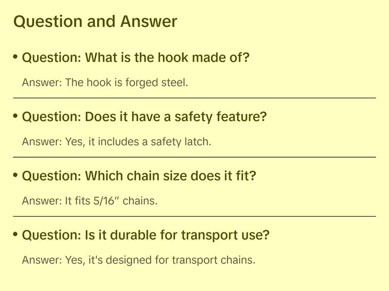 Clevis Slip Hook for G70 Transport Chains, 5/16"