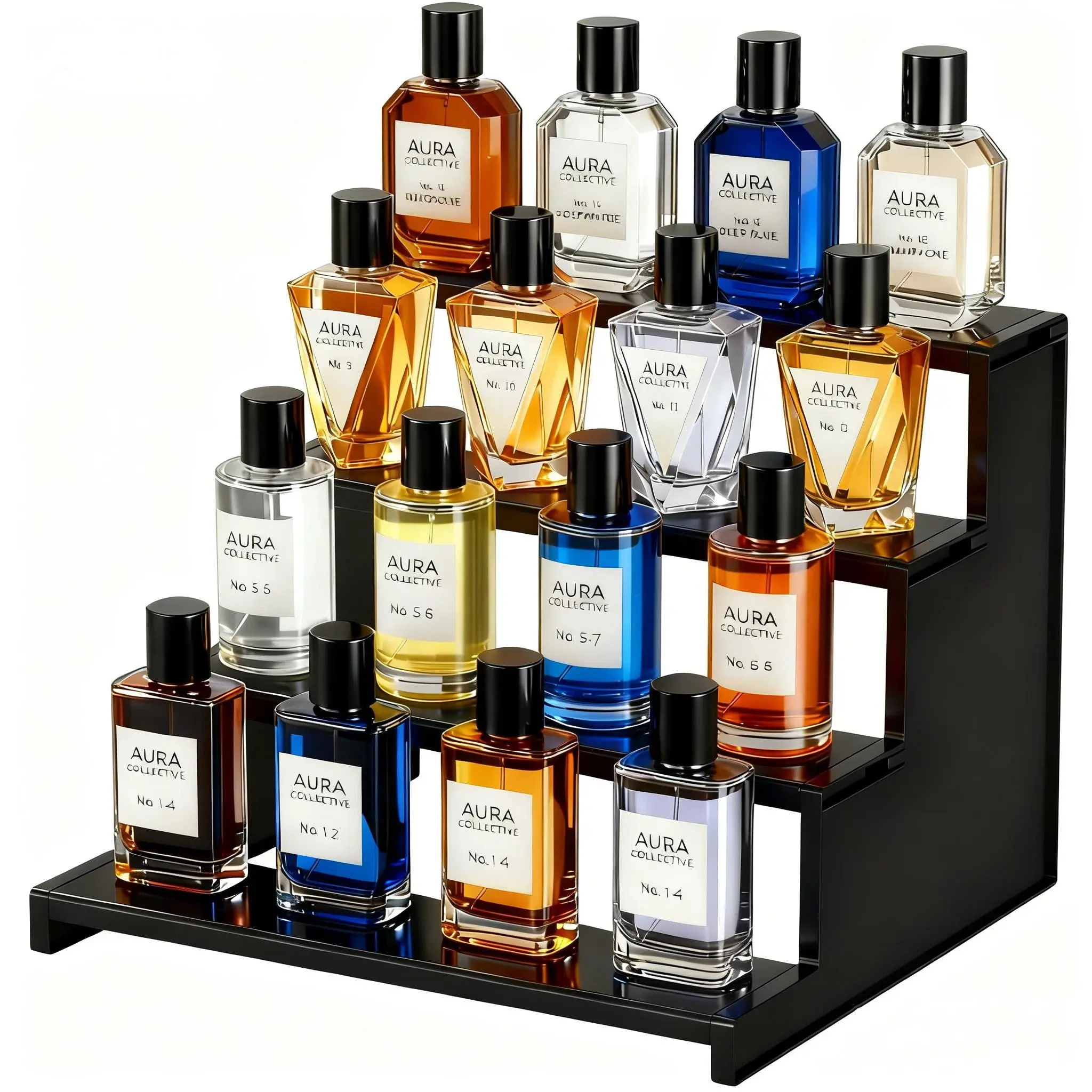Lifewit 4-Tier Rectangle Plastic Space Saver Organiser - 3mm Thick Plastic Panels, Foldable Tool-Free Assembly, Vertical Holder, Beauty Countertop Vanity Storage for Perfume, Home Storage Rack