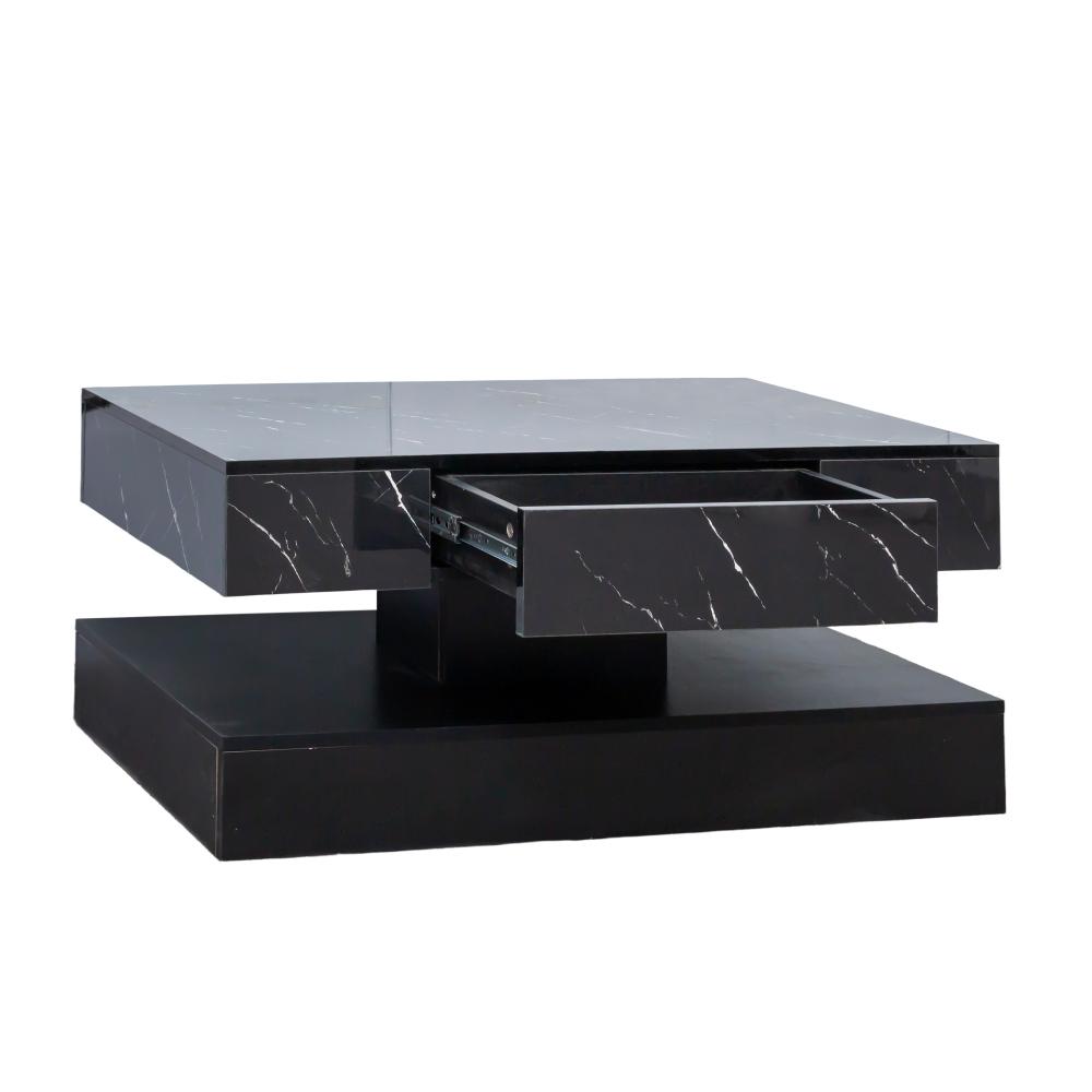 LED Coffee Table with Storage Drawer, Modern 16.93" Living Room Center Table, RGB Light Coffee Table Furniture, Black Finish