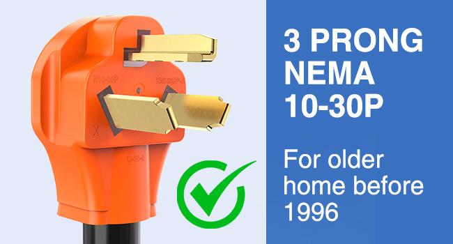 Nilight EV Adapter Cord 30 Amp to 50 Amp 3 Prong Pure Copper Old Dryer Outlet to EV Plug Conversion Heavy Duty 10 Gauge Wire Nema 10-30P to 14-50R 30M/50F for Level 2 EV Using rv extension