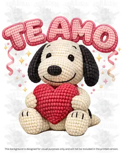 Valentine's Day - Faux Yarn Firulais Dog & Red Heart DTF Transfer