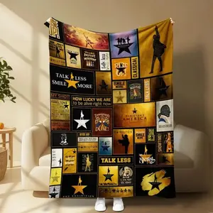 Hamilton Quotes Collage Flannel Blanket, Cozy Soft Throw for Sofa Bed Travel Office, All Season Warm Blanket, Broadway Musical Gift