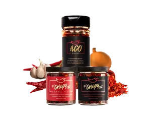 HCO Sampler Pack - Original Hot Crispy Oil, Extra Hot Version, HCO Shake - Less Calories, Tons of Flavor - Perfect for Heat Lovers