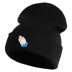 Praying Hands Iron on Embroidered Patched 12 Inch Long Knitted Beanie