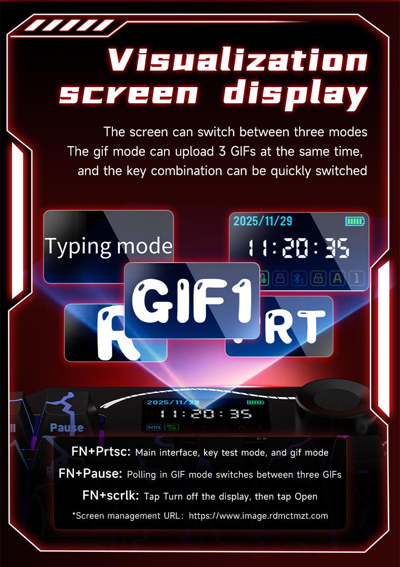 Ajazz AK35I V4 QMK Full-Size Wireless Ergonomic Mechanical Gaming Keyboard with Rotary Knob and Smart Screen Numeric Keypad. The perfect choice for both gaming and office use. Cream-colored keyboard. Christmas gift.