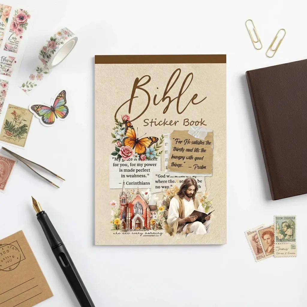 353-Piece Christian Jesus Themed Sticker Book with Cross, Bible Verses & Motivational Quotes - Inspirational Designs Sticker Sets for Scrapbook Supplies, Journaling & DIY Crafts (TikTokShopJumpstartSale),back to school