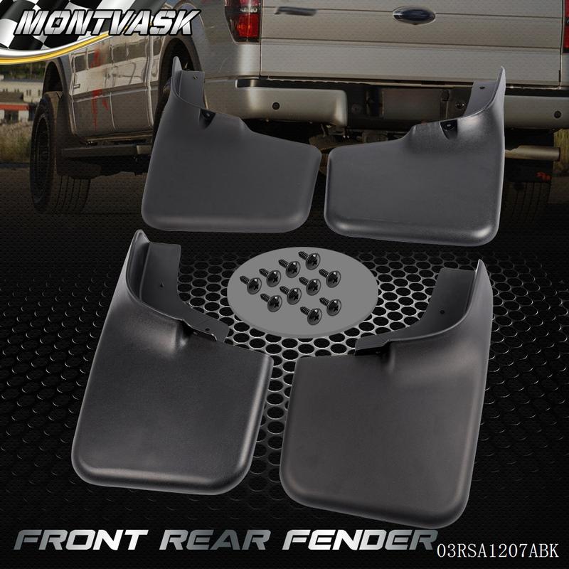 CROSSDESIGN 4 Pcs Front&Rear Splash Guards Mud Flaps w/Wheel Lips Fit For 04-14 Ford F-150