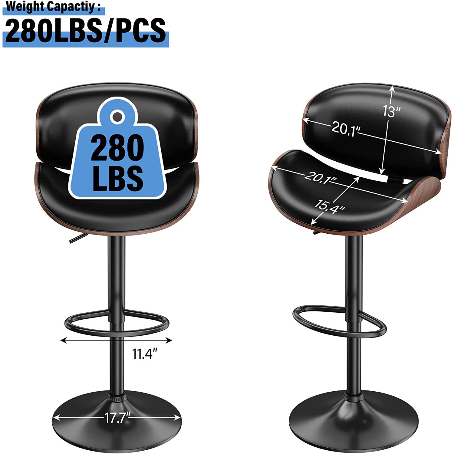 Aowos Bar Stools for Kitchen Counter, Adjustable Bentwood Barstools, Modern PU Leather Upholstered Bar Chair with Back and Footrest, Kitchen Chair, for Bar, Kitchen, Dining Room Aowos Bar Stools for Kitchen Counter, Adjustable Bentwood Barstools, Modern PU Leather Upholstered Bar Chair with Back and Footrest, Kitchen Chair, for Bar, Kitchen, Dining Room