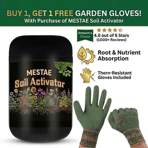 MESTAE Soil Activator 14.1oz (400g) – Humic Acid Soil Conditioner for Lawn, Garden & Plants | Makes 270 Gallons |Soil Revitalizer ｜ Includes Free Garden Gloves