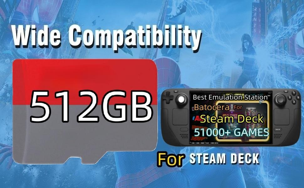 POWERNEWS 512GB Micro SD Card Retro Game Card for Steam Deck Supported OLED Version, Included Retro Games and Emulator Console, Batocera Game System Compatible with Retro Game, Retro Game Card for Steam Deck Plug Accessories Memory POWERNEWS 512GB Micro SD Card Retro Game Card for Steam Deck Supported OLED Version, Included Retro Games and Emulator Console, Batocera Game System Compatible with Retro Game, Retro Game Card for Steam Deck Plug Accessories Memory