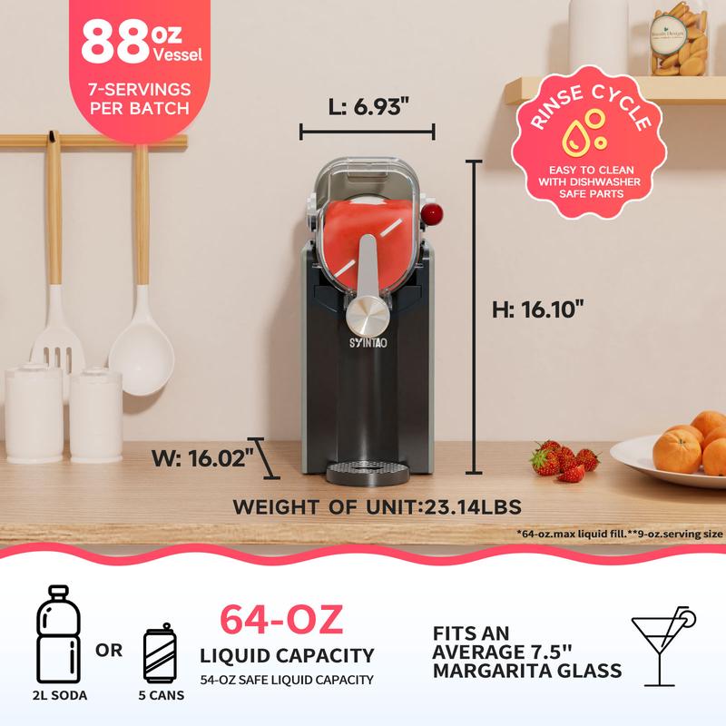 Slushie Machine-[Halloween and Christmas Gift]. Slushie Machine with 6 Preset Programs, 88oz Frozen Drink Maker for slush, Margaritas, Smoothie, Frappés, Milkshakes, Wine, and Auto-Cleaning